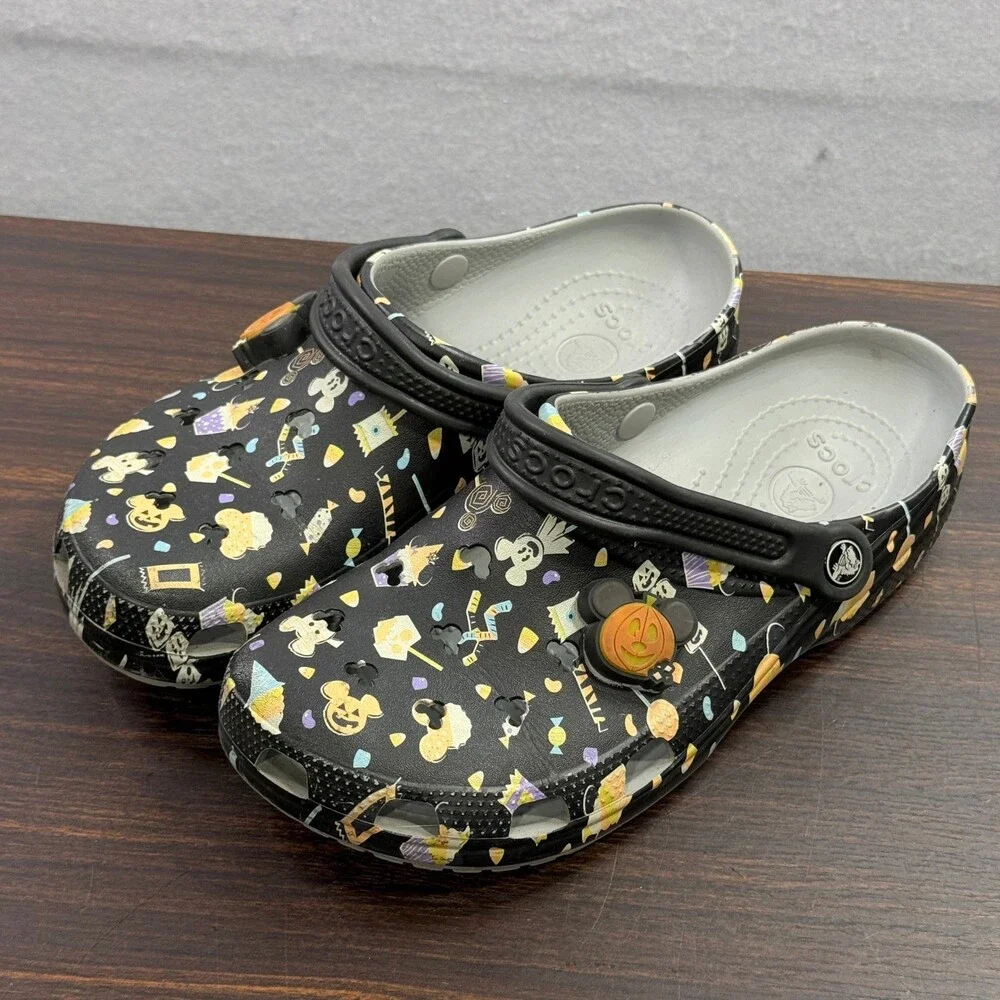 Crocs Classic Clog Disney Mickey Halloween Pumpkin Black Mens 9 Womens 11 Shoes